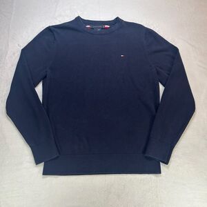 Tommy Hilfiger Navy Blue Crewneck Sweater Men's Medium Classic Logo Knit